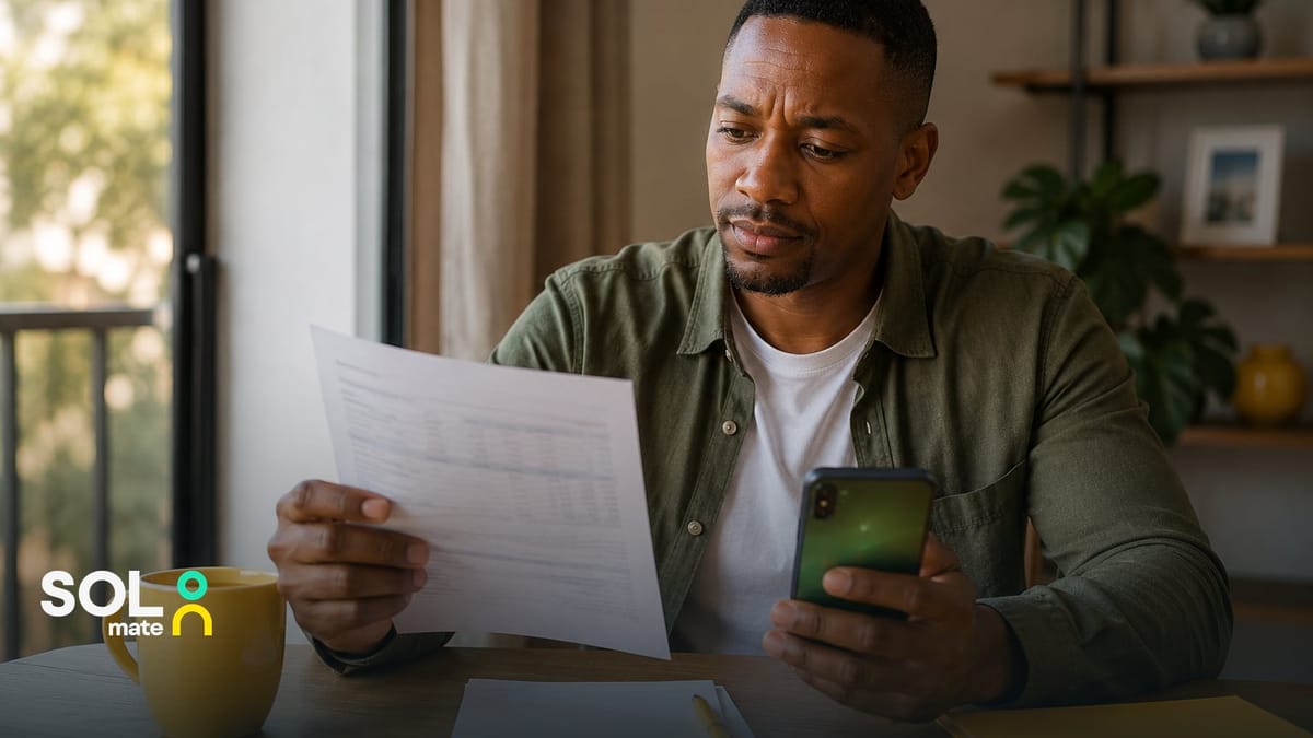 Bank charges in South Africa explained — a man reviewing the fees on his bank statement