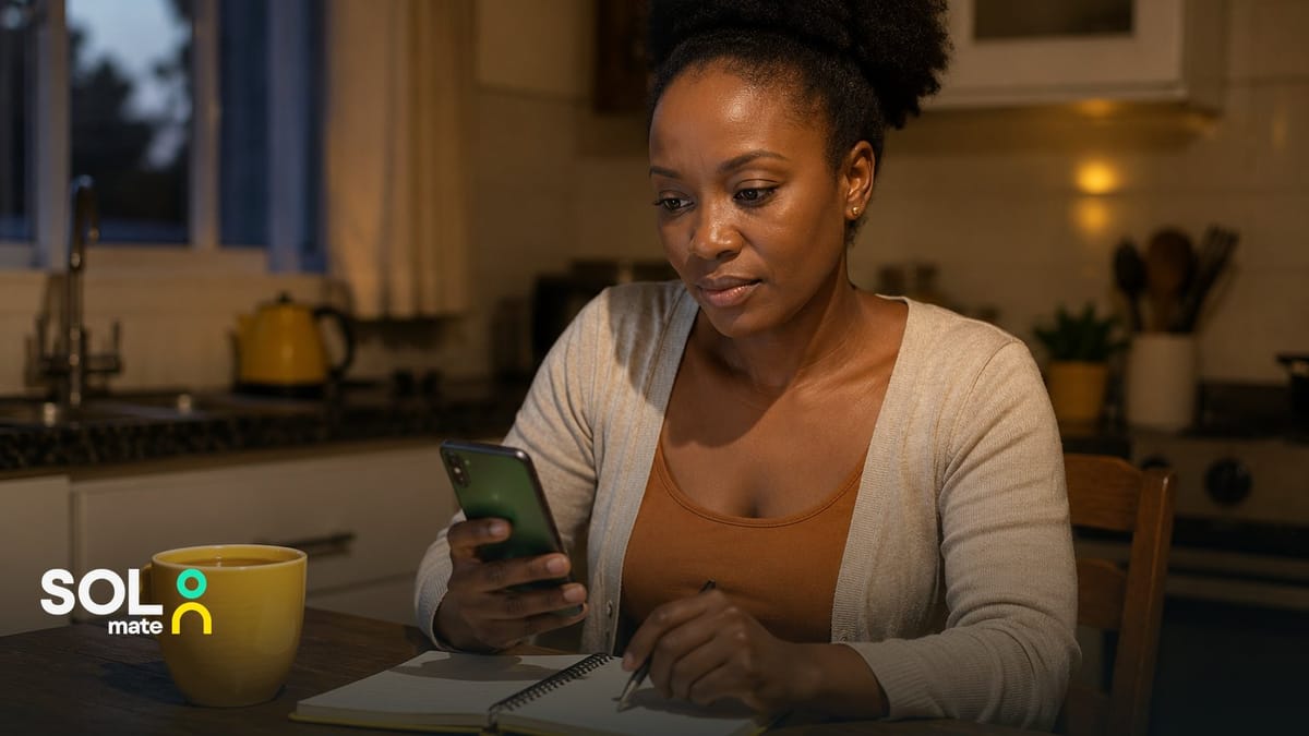 eWallet limits in South Africa — a woman checking how much she can send in her banking app